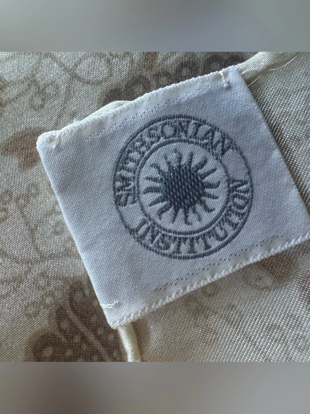 Vintage Smithsonian Institution 100% Silk Botanical Floral Scarf Made in Japan